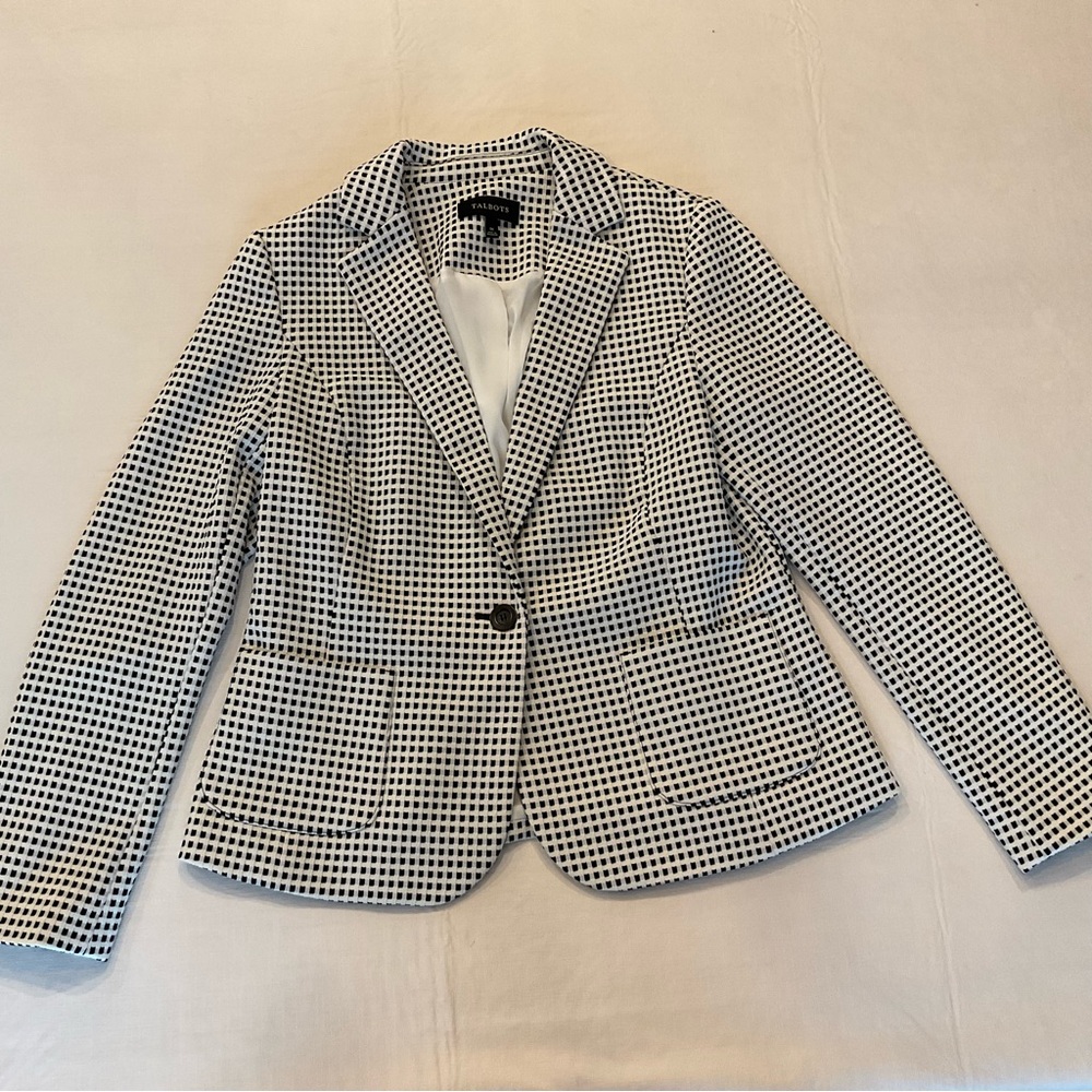 Talbots Black & White Checkered Blazer- Size M - NWOT